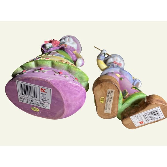 Easter Bunny Figurines Set Of 2 With Spring Details & Decorations - Picture 10 of 13